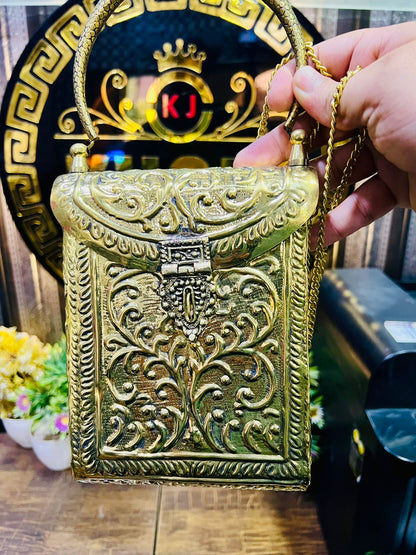 Fashion Golden Metal Bag For Mobile And Accessories
