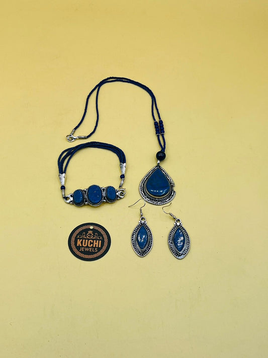 Lapiz Stone Necklace Set