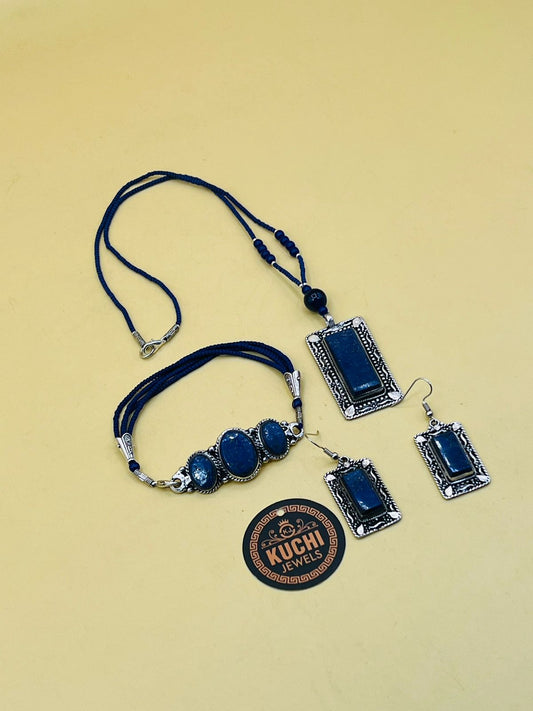 Lapiz Stone Necklace Set