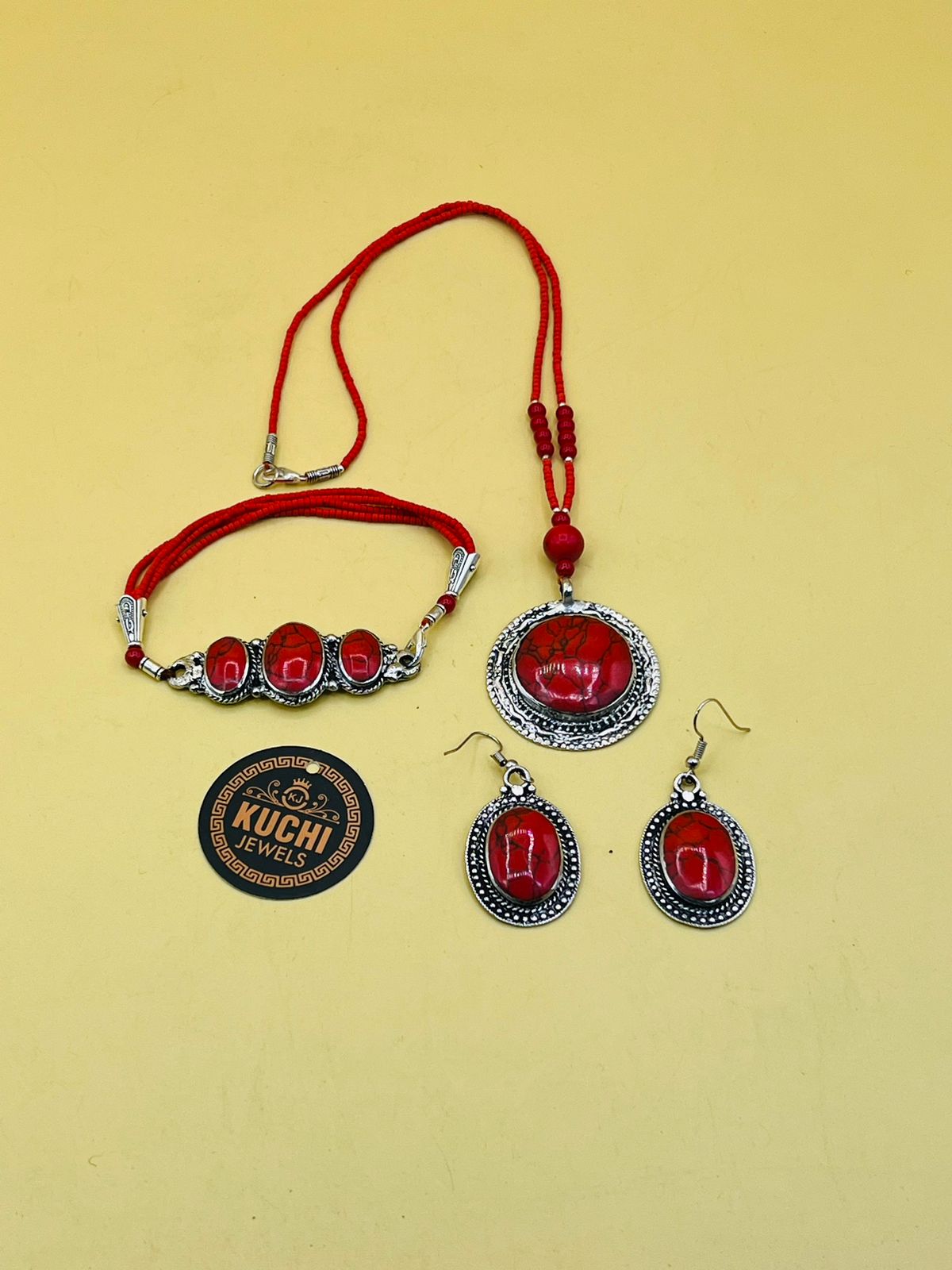 Red Stone Necklace Set