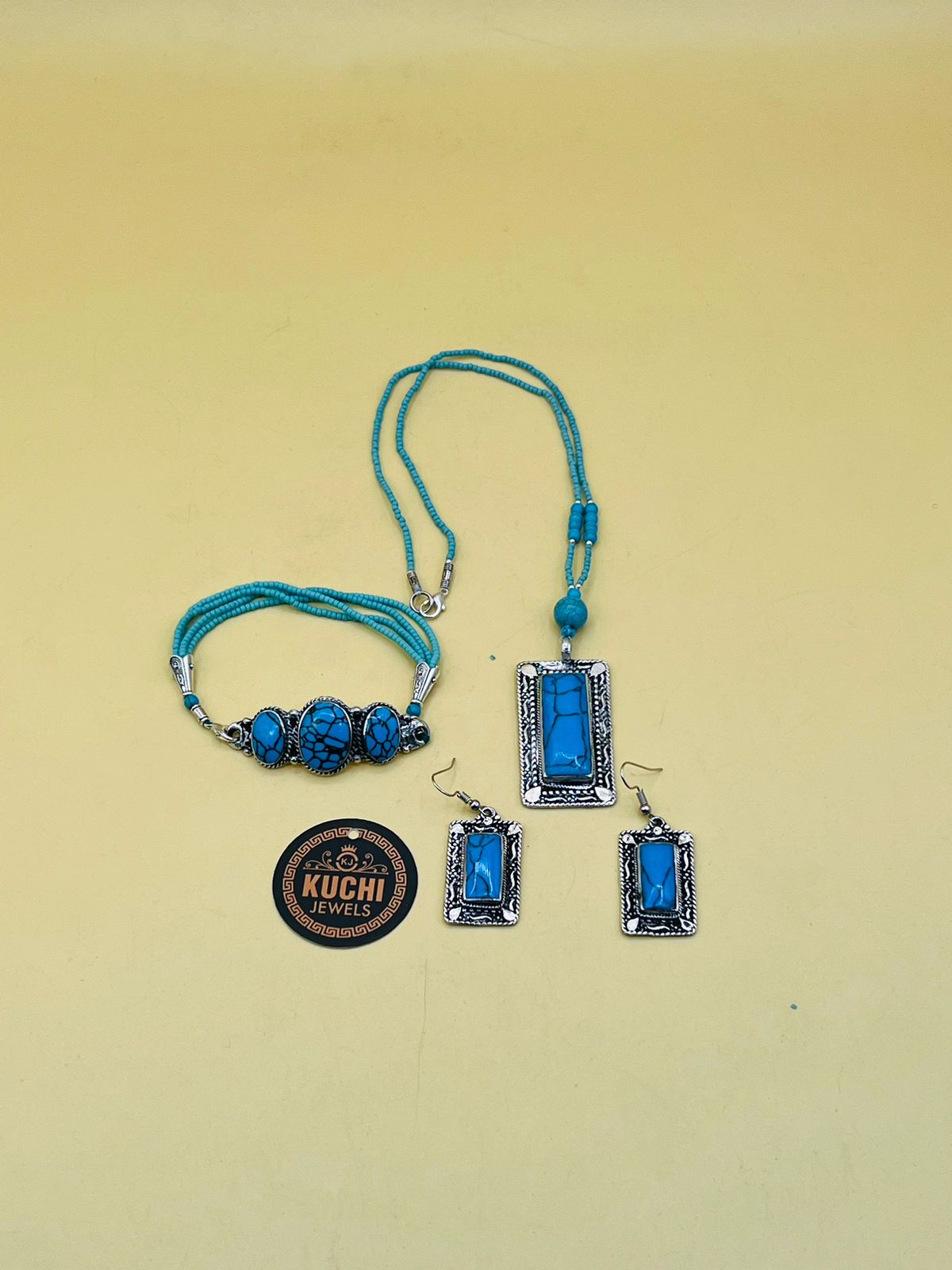 Turquoise Stone Necklace Set