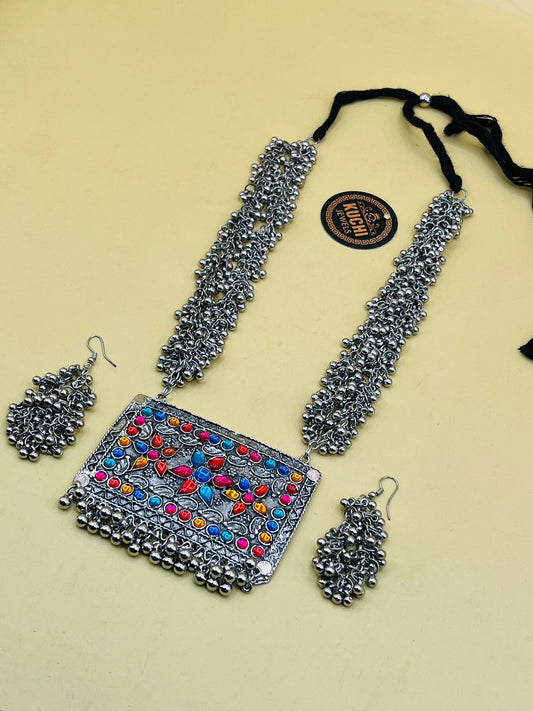 Indian Oxidized Bells Necklace Set