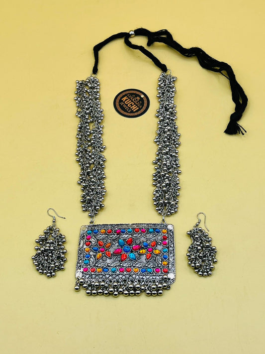 Indian Oxidized Bells Necklace Set