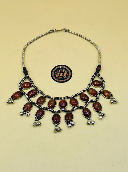 Aqeeq Stone Double Layer Necklace