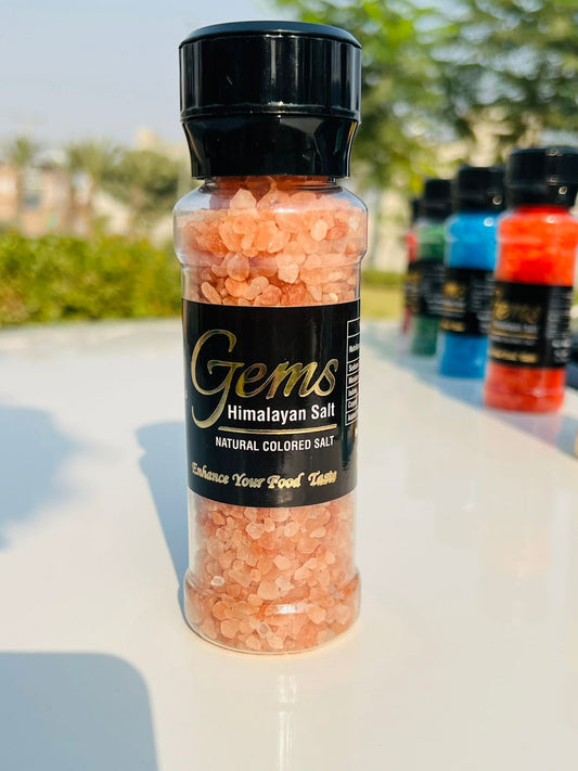 Gems Pink Natural Himalayan Salt With Grinder in Glass Jar