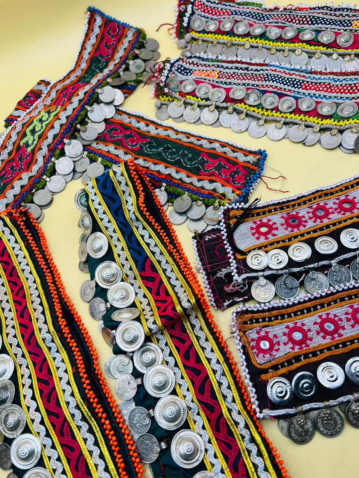 Afghani Vintage Dress Cuff Pair Variable, Traditional, Handmade