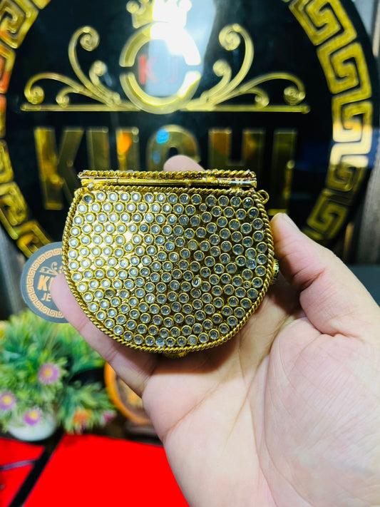 Mini Baby Kundan Indian Metal Bag
