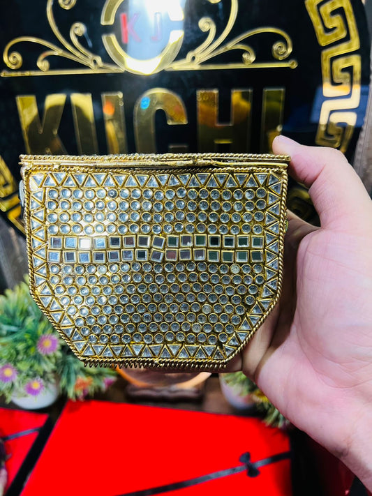 Handmade Kundan Work Sylish Brass Metal Bag