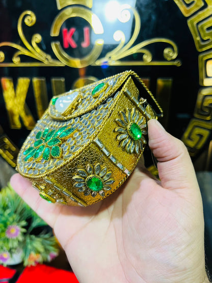 Handmade Kundan Work Sylish Brass Metal Bag-3