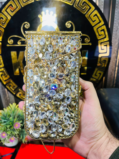 Mobile Pouch kundan Metal Indian Bag-2
