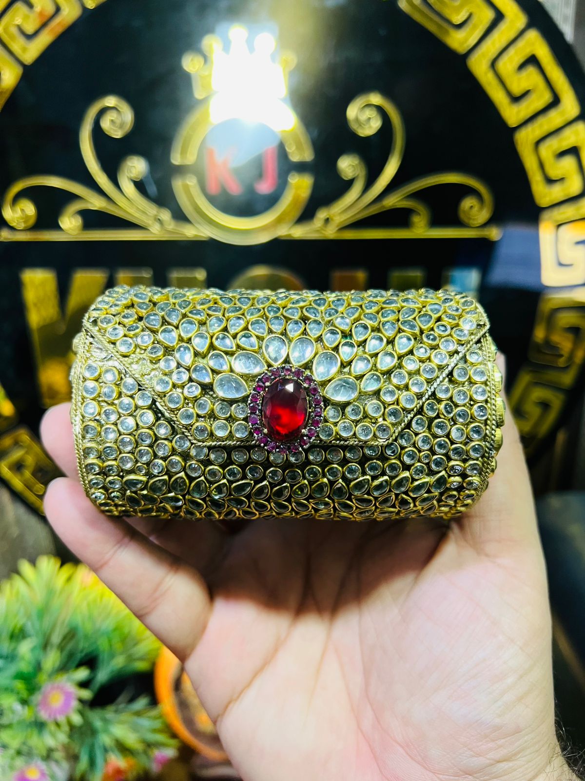 Small Dholki Kundan Bag Best Price-2