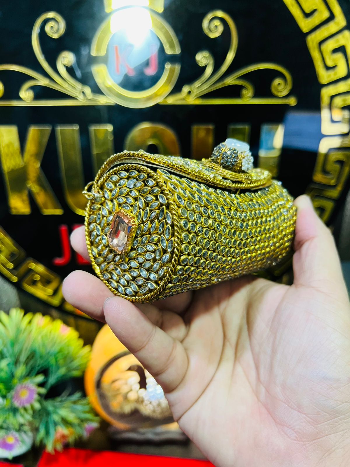 Small Dholki Kundan Bag Best Price-3