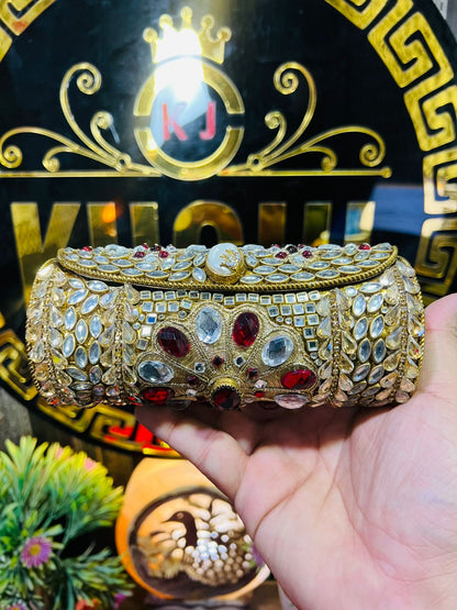 Kundan Work Dholki Shape Bag Large-4