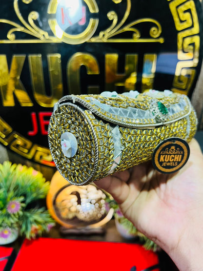 Kundan Work Dholki Shape Bag Large-7