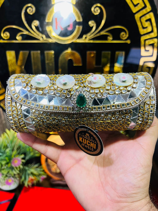 Kundan Work Dholki Shape Bag Large-7