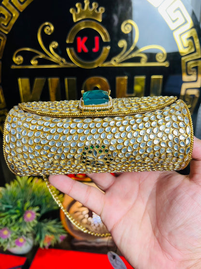 Kundan Work Dholki Shape Bag Large-3