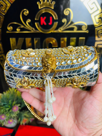 Kundan Work Dholki Shape Bag Large