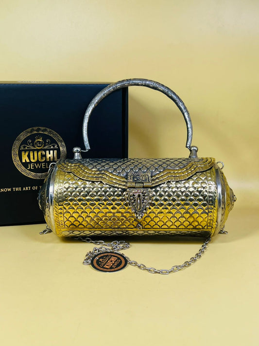 Double Tone Capsule Shape Large Metal Bag