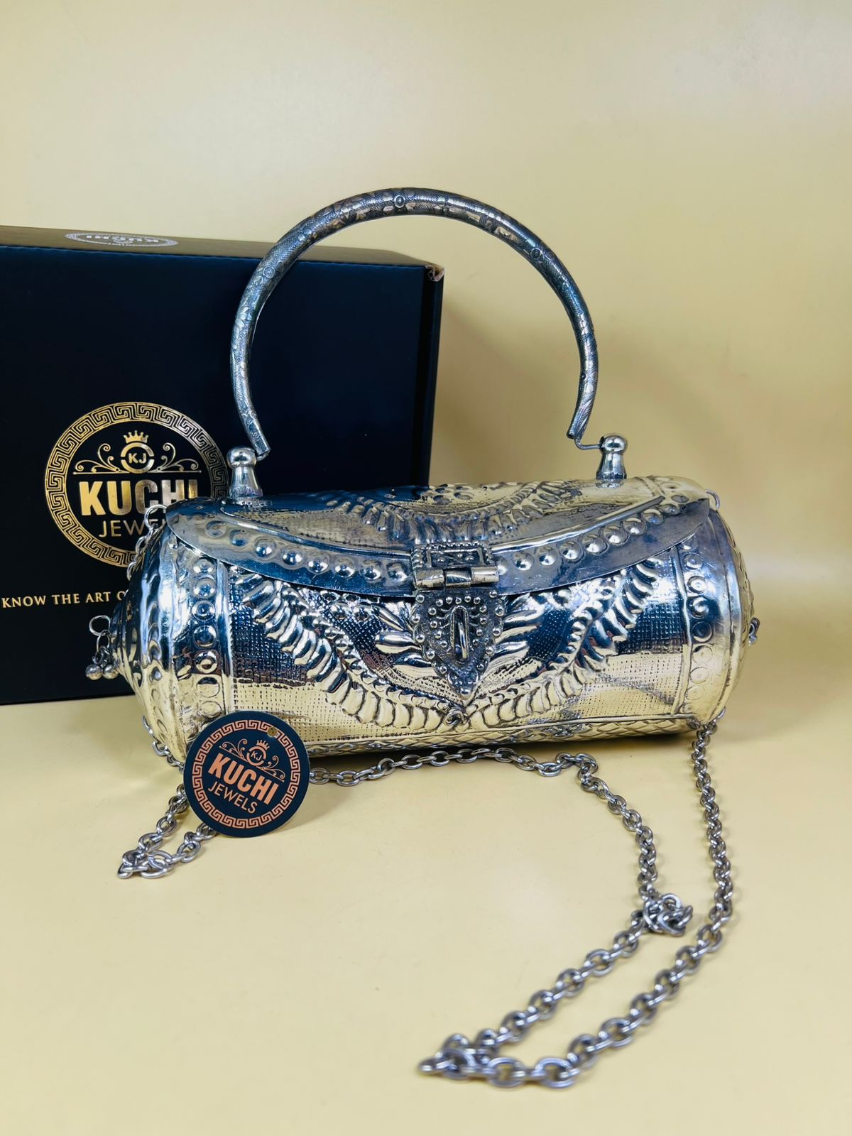 Silver Capsule Shape Metal Bag