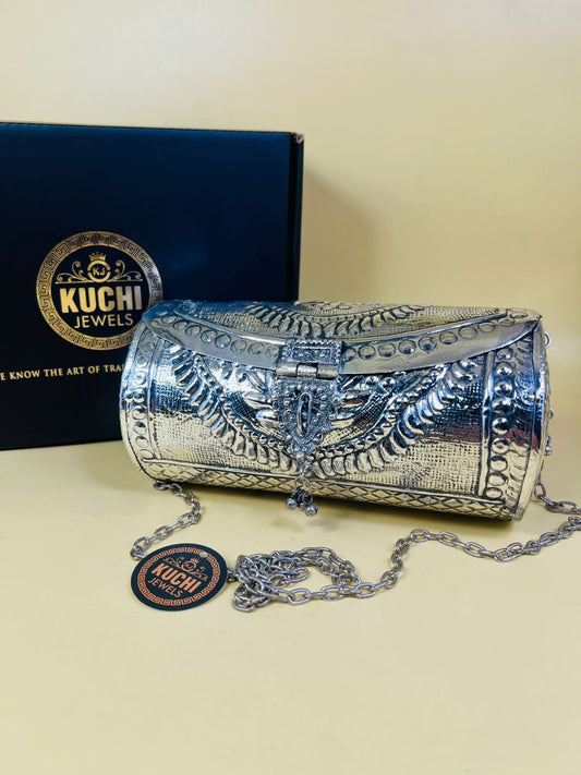 Metal Silver Cylinder Shape Bag