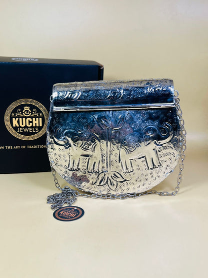 Silver Metal Elephant Carving Bag