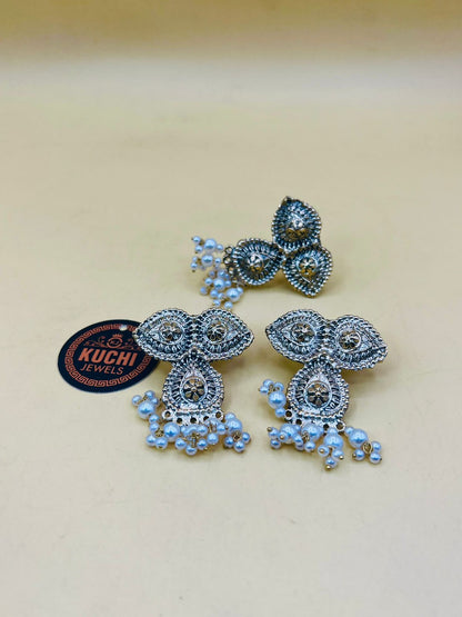 Three Heart Golden Earrings And Ring Set