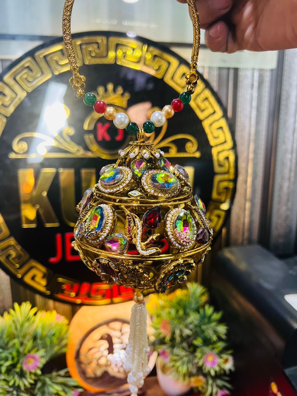 Most Trending Potli Shape Metal Stone Bag-Multi