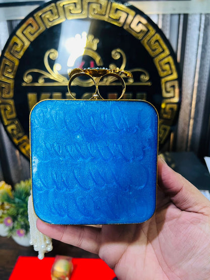 Turkish Designer Bag Single Side Work- Blue