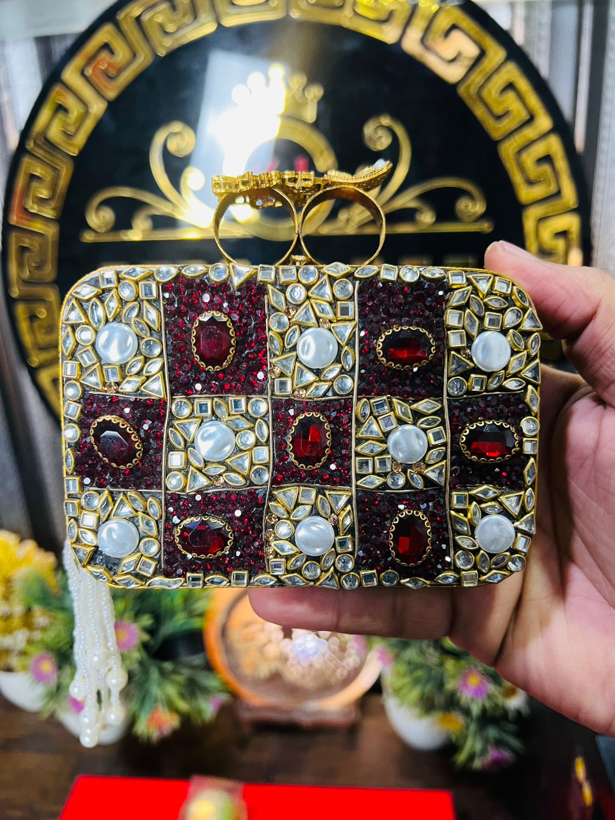 Turkish Designer Bag Both Side Work- Red/White Box