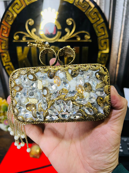 Turkish Designer Bag Both Side Work- Red/Gold Box