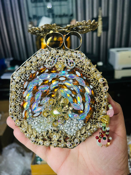 Large Size Turkish Designer Clutches-GOLDEN RED-7