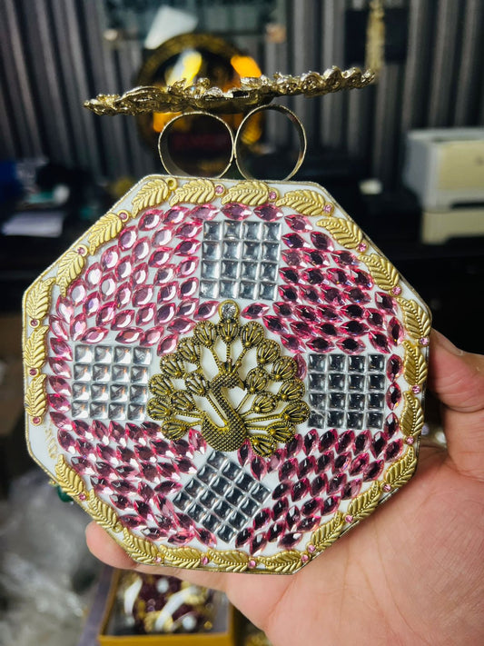 Large Size Turkish Designer Clutches-BLACK ROUND-11