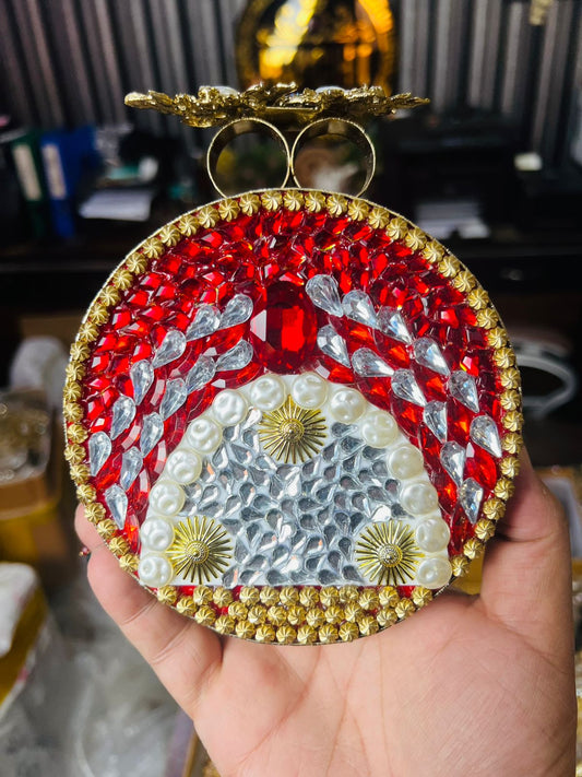 Large Size Turkish Designer Clutches-GOLDEN RED-8