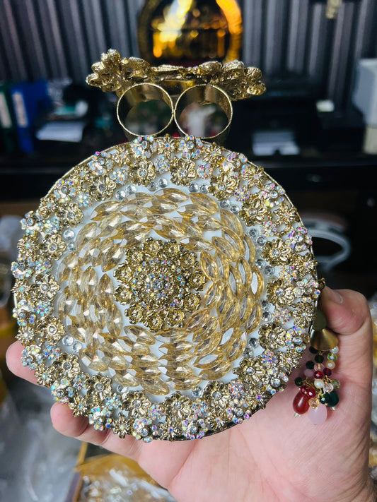 Large Size Turkish Designer Clutches-GREEN ROUND-10