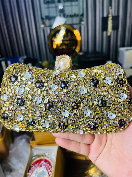 Large Size Designer Bridal Clutches-BLACK-12