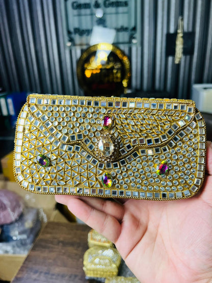 Hand Carry Kundan Work Clutch For Wedding 1-Hani