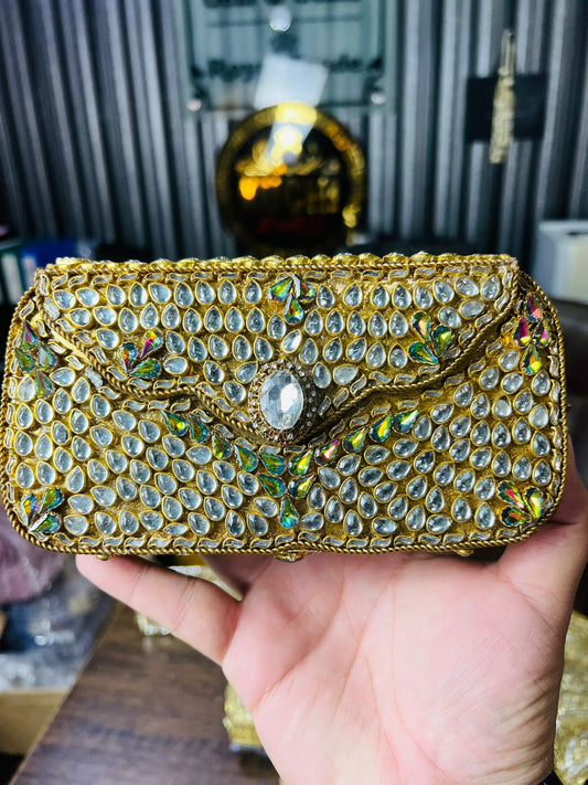 Hand Carry Kundan Work Clutch For Wedding-2-Hani