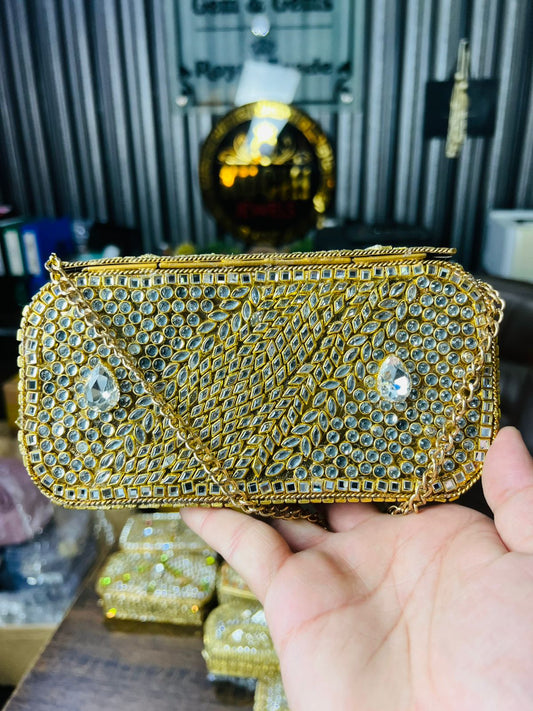 Hand Carry Kundan Work Clutch For Wedding-2-Hani