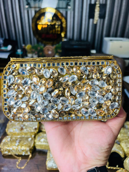 Hand Carry Kundan Work Clutch For Wedding-4-Hani