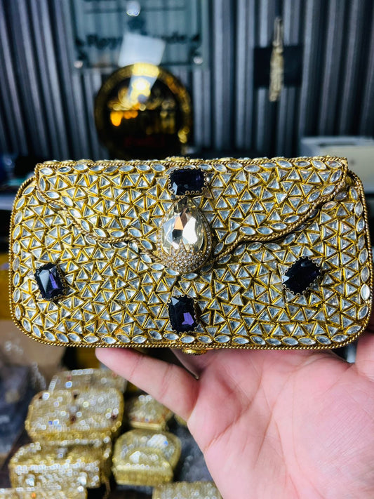 Hand Carry Kundan Work Clutch For Wedding 8-Hani