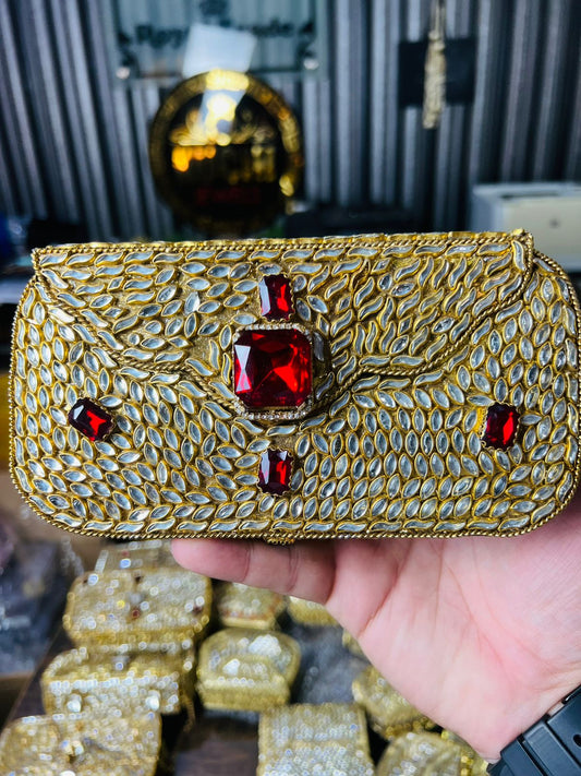 Hand Carry Kundan Work Clutch For Wedding 10-Hani