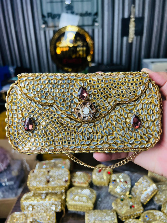 Hand Carry Kundan Work Clutch For Wedding 11-Hani