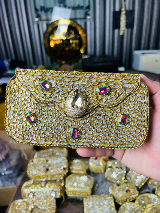 Hand Carry Kundan Work Clutch For Wedding 12-Hani