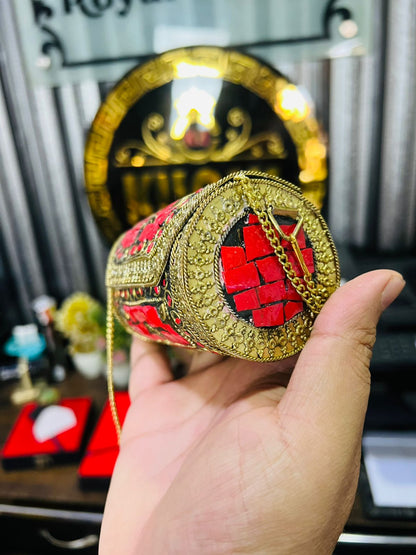 Small Cyilender Shape Bag -Red