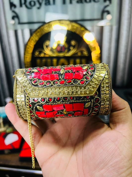 Small Cyilender Shape Bag -Red