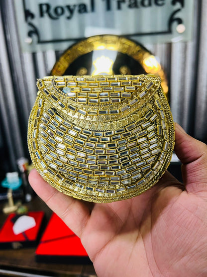 Medium Metal Bag With Kundan Work BB-2
