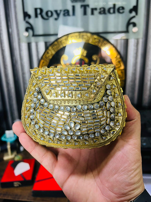 Medium Metal Bag With Kundan Work BB-5