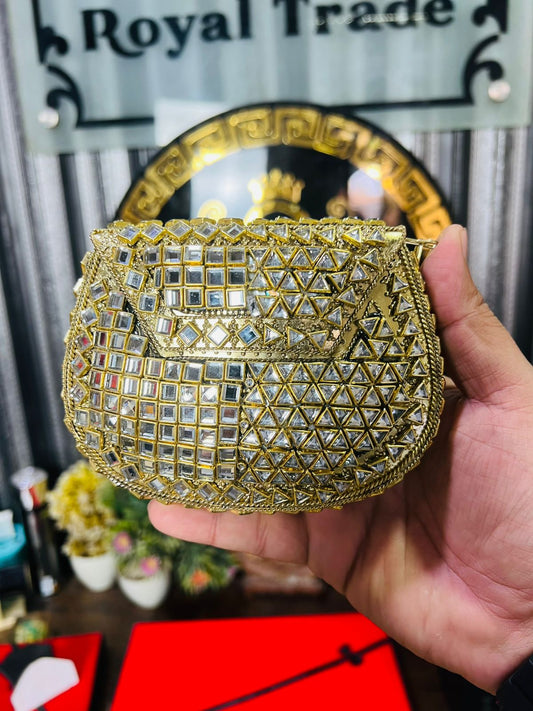 Medium Metal Bag With Kundan Work BB-6