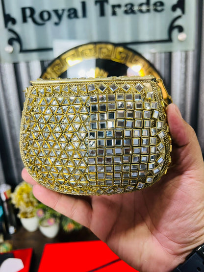 Medium Metal Bag With Kundan Work BB-5