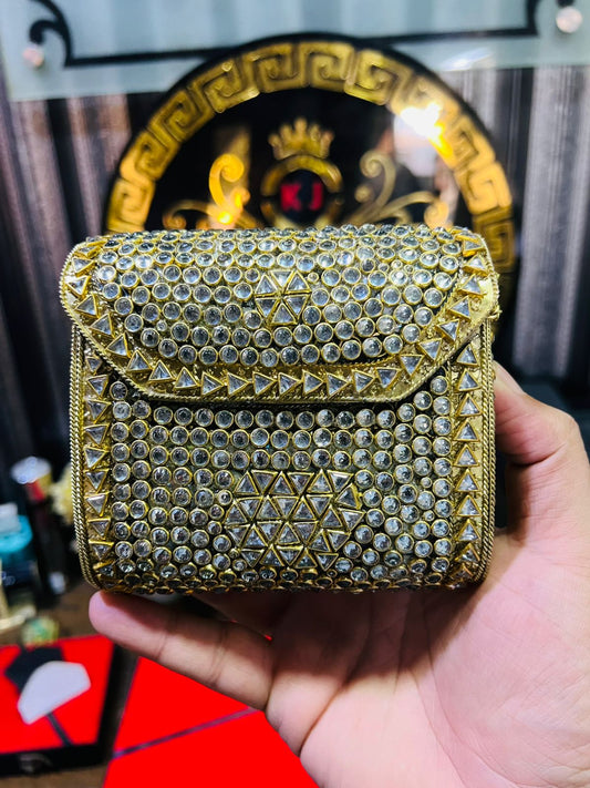 Medium Metal Bag With Kundan Work BB-3